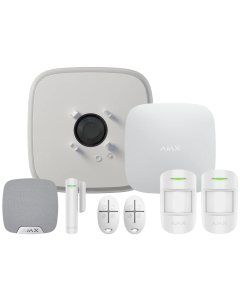 Ajax Wireless Alarm Hub2 DD Kit 1 : 1xHub2 DD, 2xPIR, 1xContact, 2xKeyFobs, Int & Ext Sirens WHITE