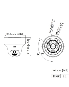 Hikvision DS-2CE70KF0T-PTLXTS 3K 2.8mm ColorVu Smart Hybrid PT Turbo HD Camera with Two-Way Audio & Siren WHITE