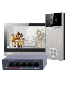 Hikvision DS-KIS613-S IP Video Intercom Kit — Metal Villa Door Station Bundle (4MP, 7" Indoor + PoE Switch)
