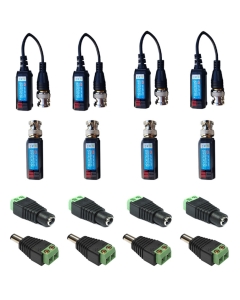 4 Camera Connector Kit: 4K Baluns (Tail & non-Tail) for Hikvision Turbo HD Cameras
