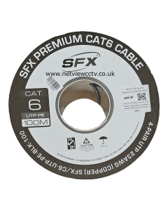SFX 100m Cat6 Premium UTP Cable Solid Copper PE External Grade Black