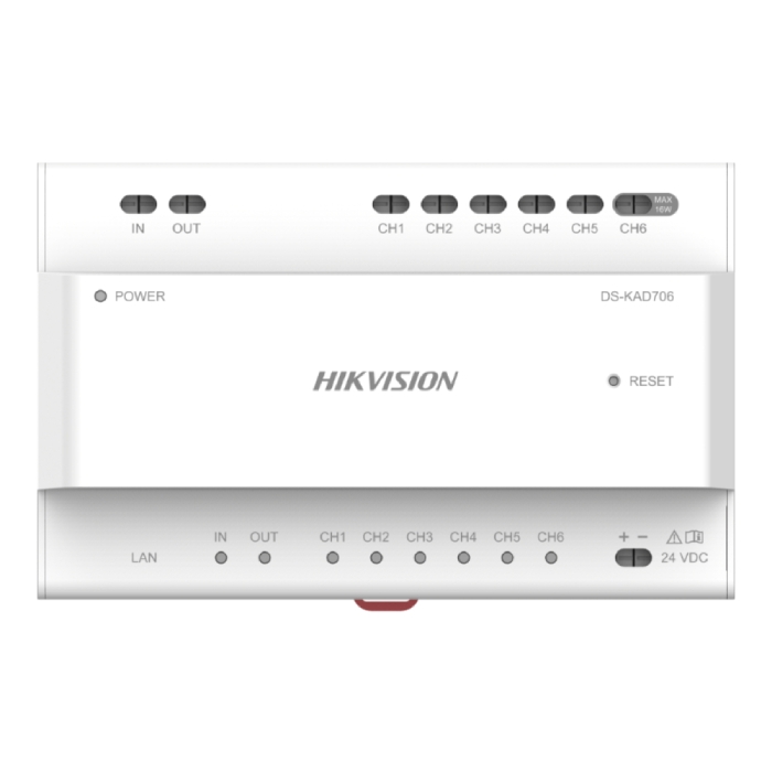 2-Wire Hikvision DS-KAD706 6-port IP Video/Audio Distributor with-power-out