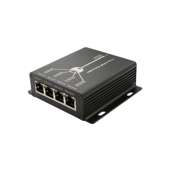 4 Port PoE Extender Repeater 1 Port  to 4 Port PoE view