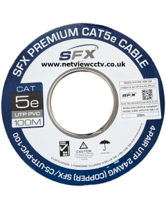 SFX 100m Cat5e Premium UTP Cable Solid Copper PVC Grey