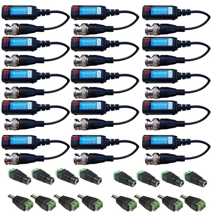 8 Camera Connector Kit HD Baluns (+tail) max 8MP for Hikvision Turbo HD Cameras