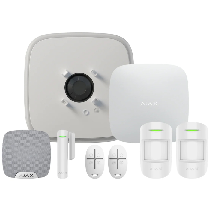 Ajax 35651.114.WH1 Wireless Alarm Hub2 DD Kit 1 : 1xHub2 DD, 2xPIR, 1xContact, 2xKeyFobs, Int & Ext Sirens WHITE