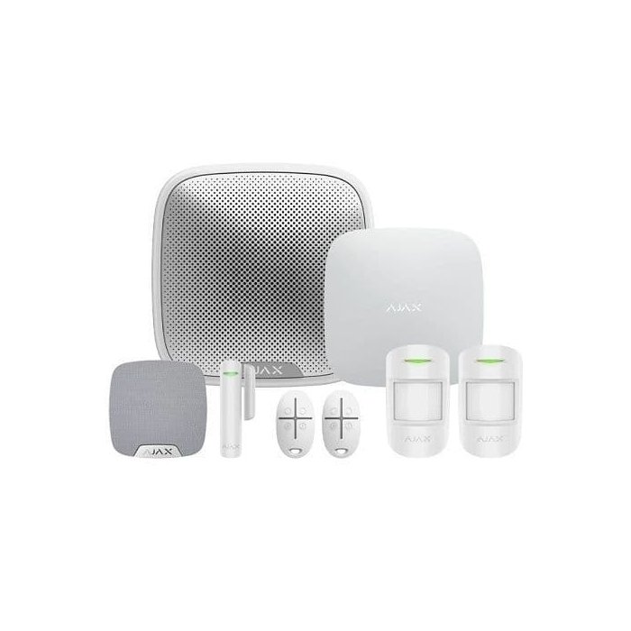 Ajax 35649.115.WH1 Wireless Alarm Hub2 Kit 1 : 1xHub2, 2xPIR, 1xContact, 2xKeyFobs, Int & Ext Sirens WHITE
