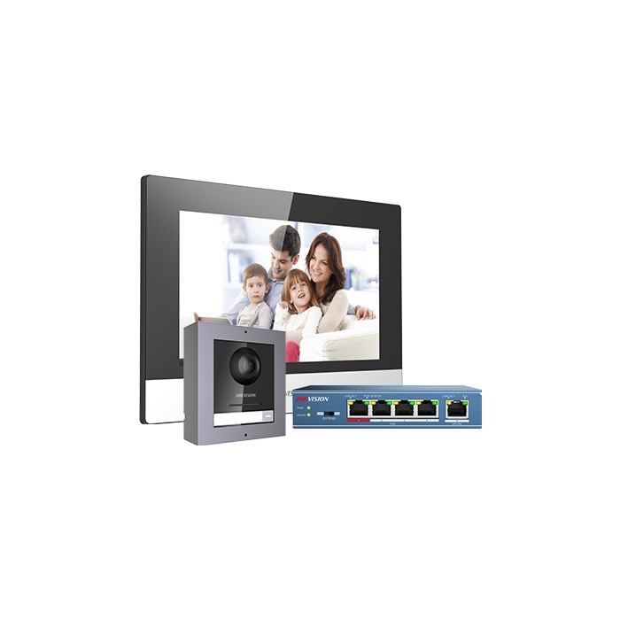 Hikvision DS-KIS602(B) Hikvision Modular IP Video Intercom Kit with 7" Touchscreen & switch