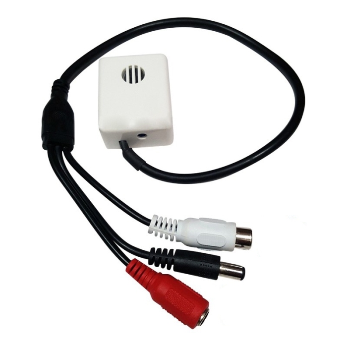 M04AX CCTV Internal Mic Microphone, Adjustable Gain, 30m Range, 80m2 Coverage 12v back