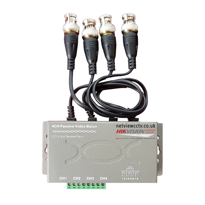 Netview 4 Channel Balun for CCTV compatible with Hikvision DVR upto 8MP