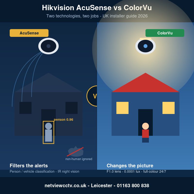 Hikvision AcuSense vs ColorVu side-by-side comparison for UK installers