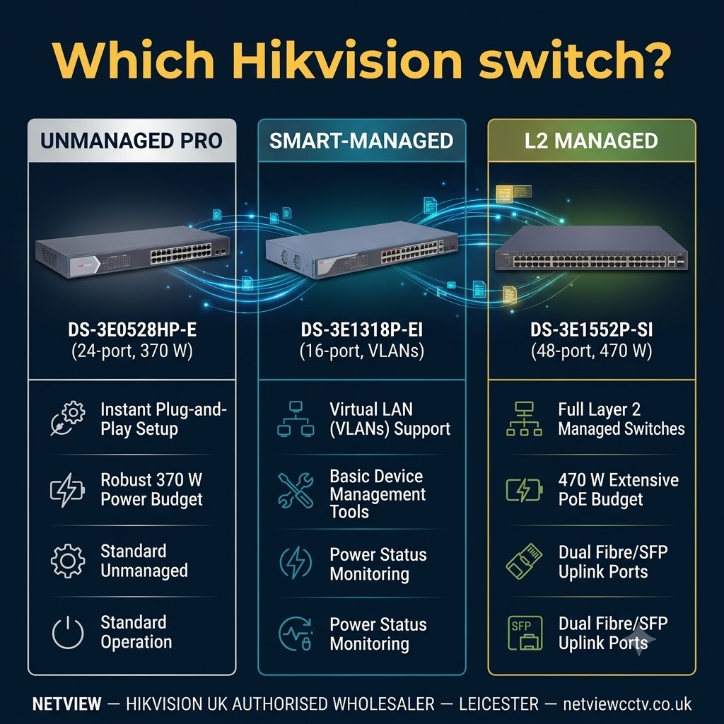Which Hikvision switch: unmanaged Pro vs smart-managed vs Layer 2 managed comparison