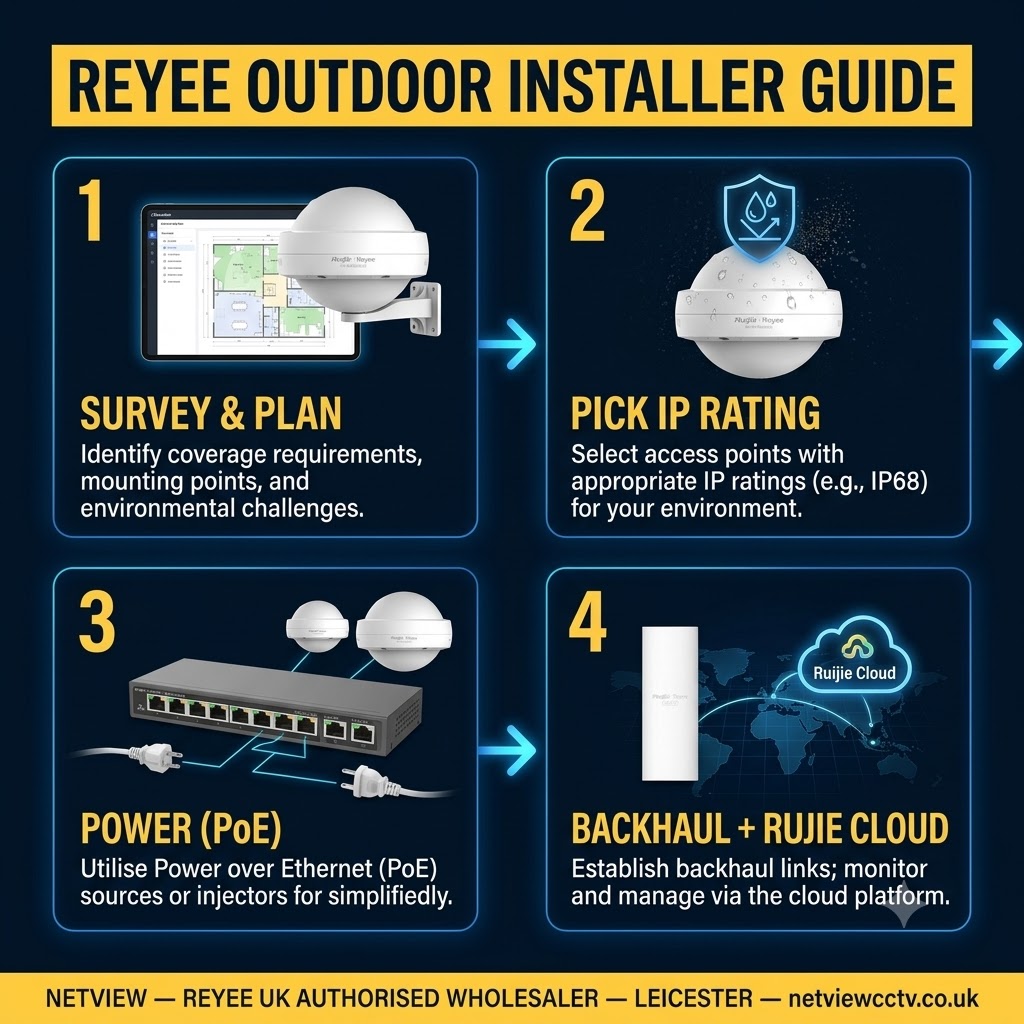 Reyee outdoor access point installation workflow steps
