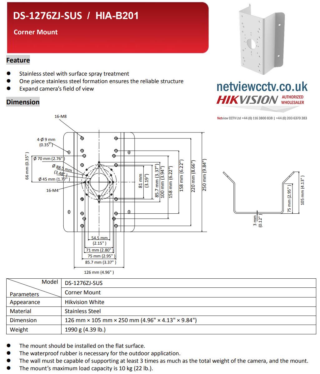 HiLook HIA-B201 & Hikvision DS-1276ZJ-SUS Corner Mount WHITE