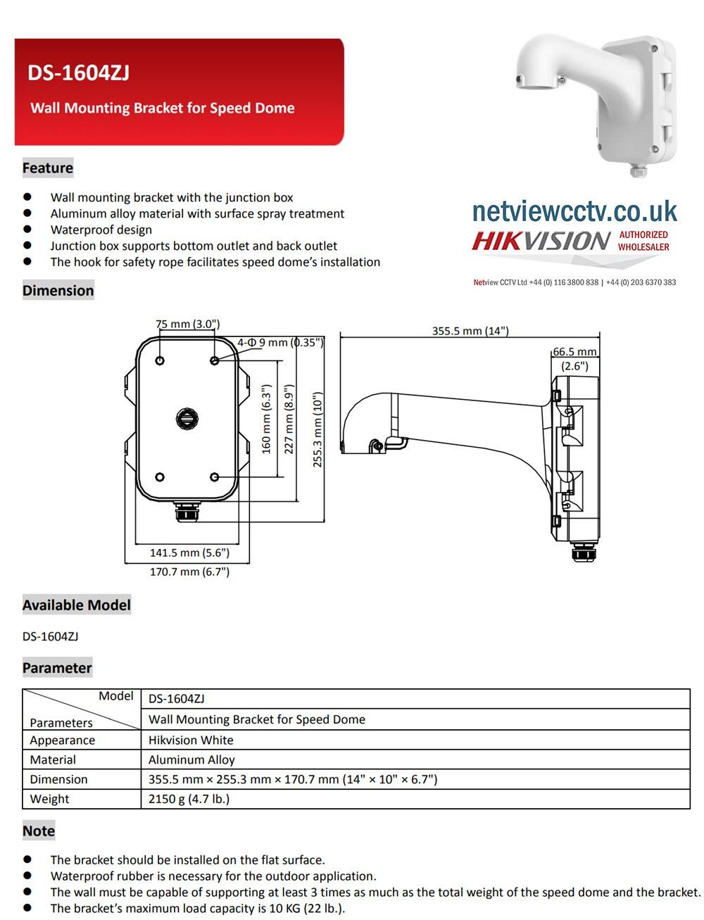 Hikvision DS-1604ZJ Hikvision PTZ Wall Mount with Hinged Junction Box