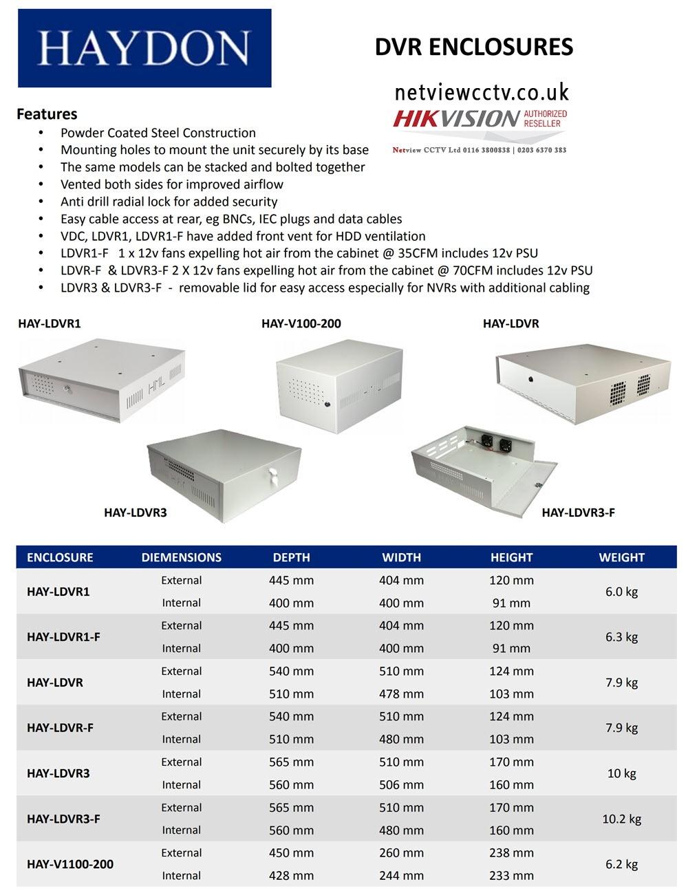 Haydon Large Lockable Steel DVR NVR Enclosure with Fans 565*510*170mm LDVR3-F Haydon Large Lockable Steel DVR NVR Enclosure with Fans 565*510*170mm LDVR3-F