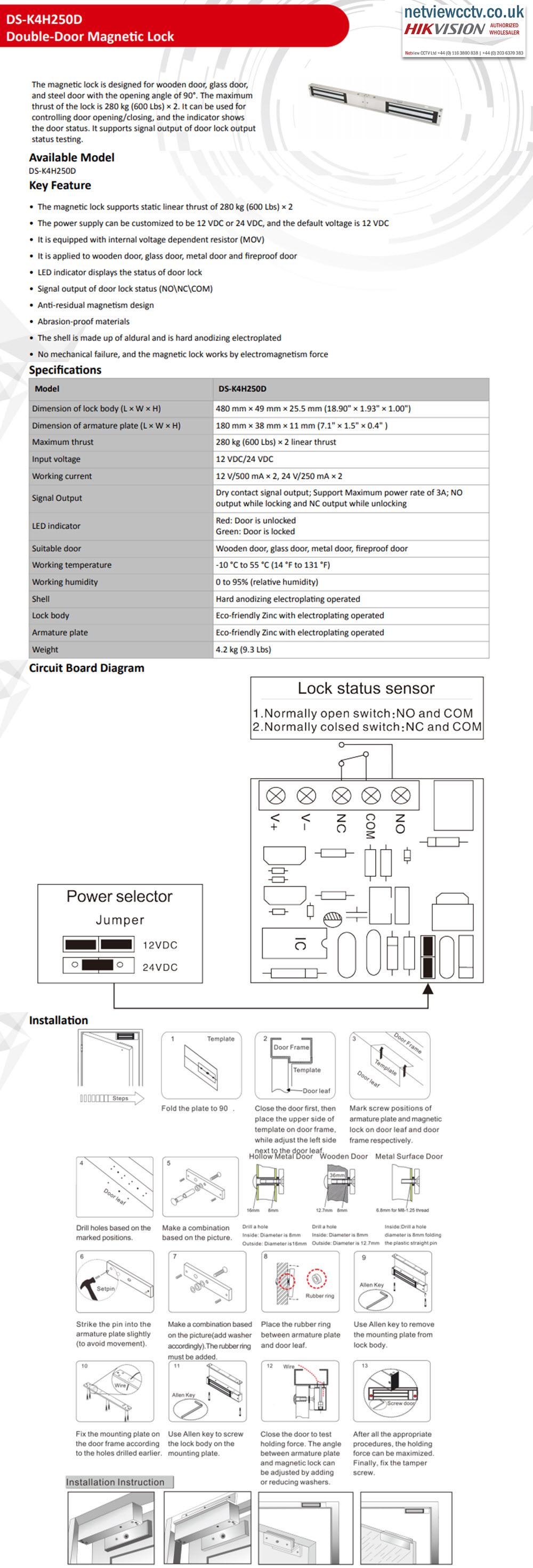 Hikvision DS-K4H250D Double-Door Magnetic Lock