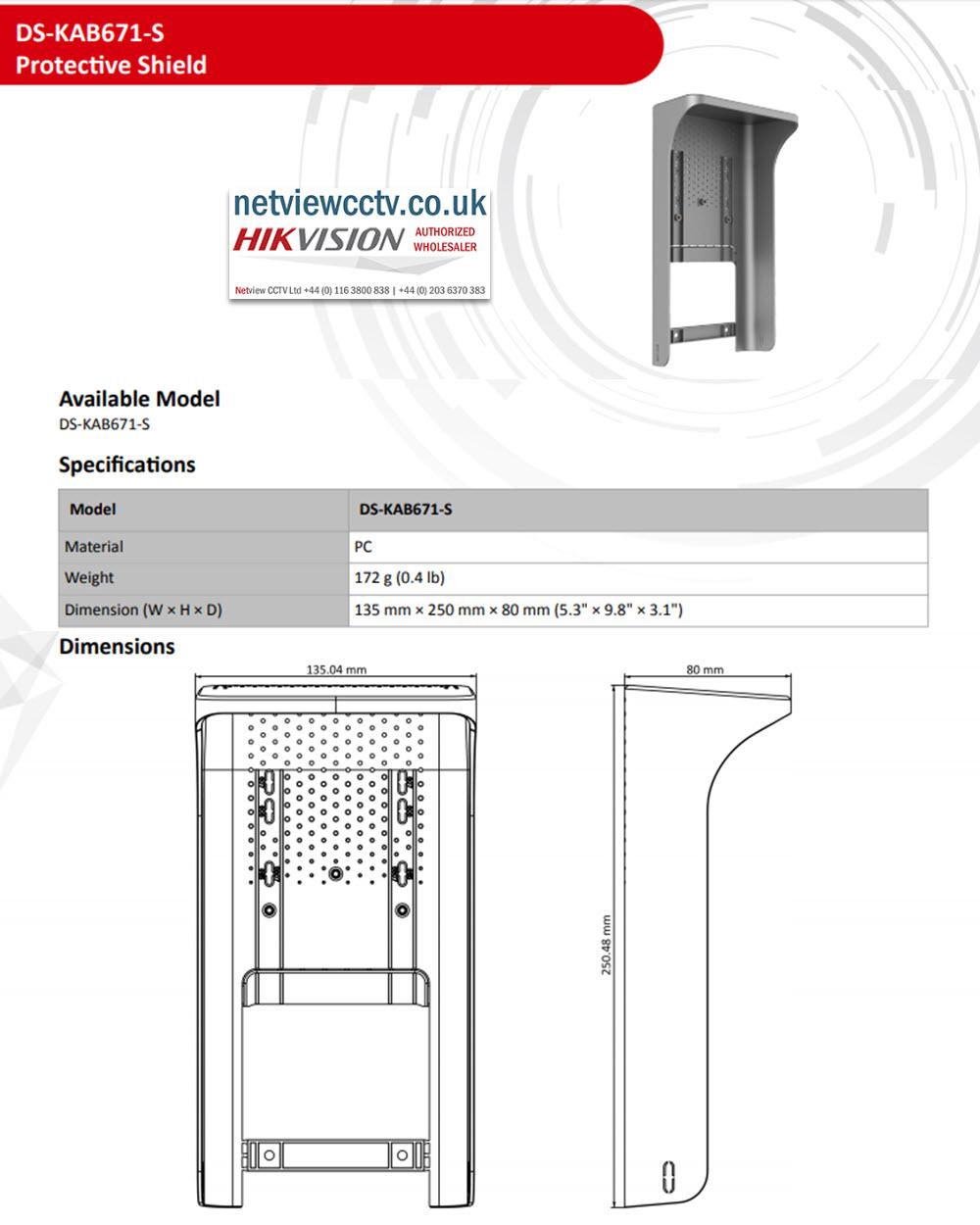Hikvision DS-KAB671-S Protective Rain Shield for DS-K1T671 Series